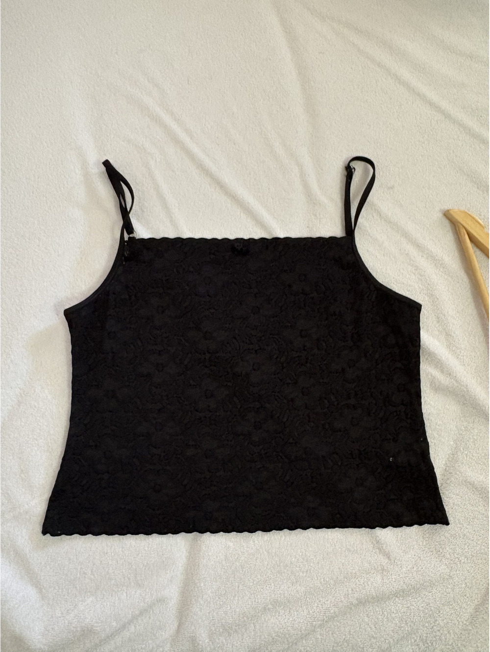 Black Floral Lace Stretchy Cami Tank Top Large - Picture 2 of 5